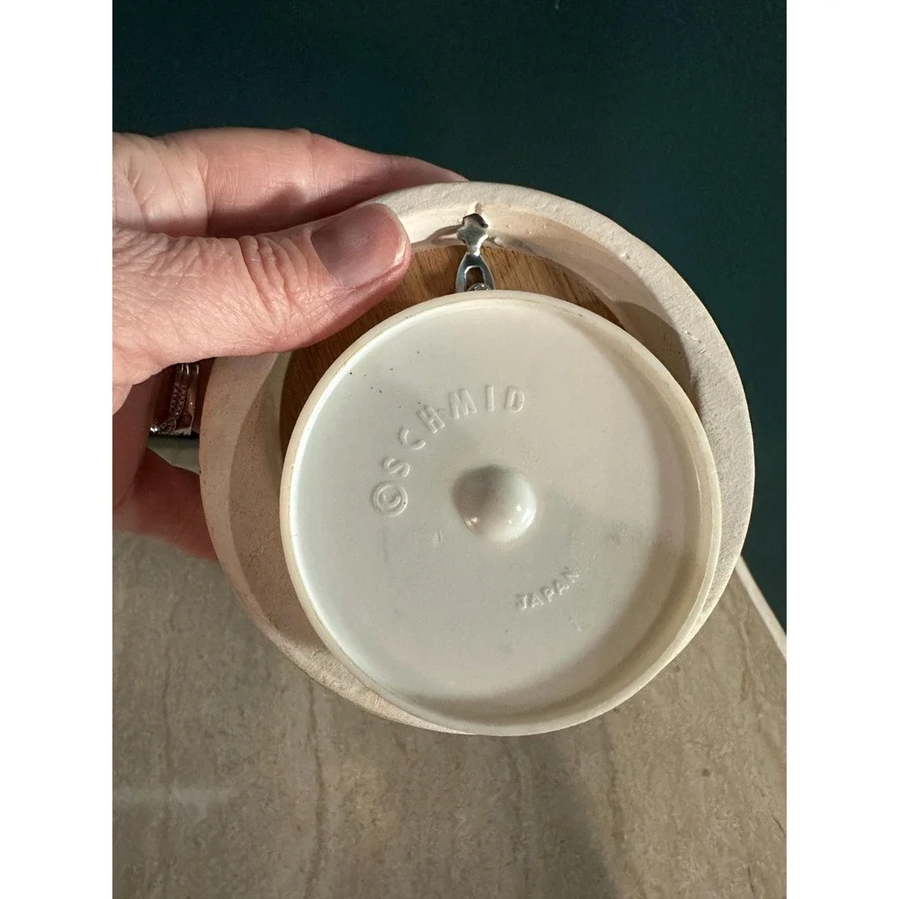 Vintage‎ Schmid Porcelain Music Box: Girl Washing Dog, Plays Both Sides Now